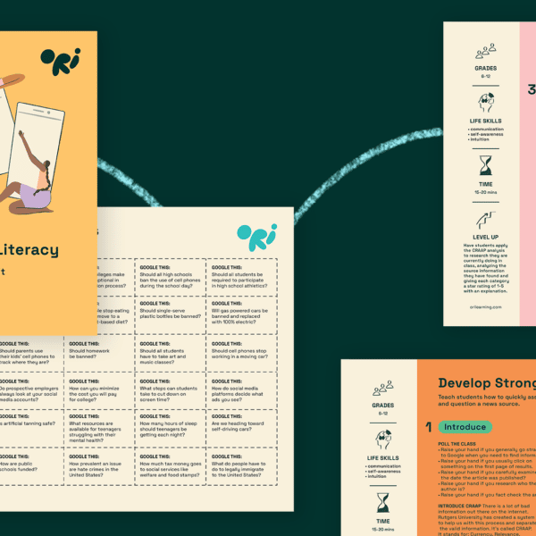 Screen captures of a lesson plan for developing media literacy skills in teens