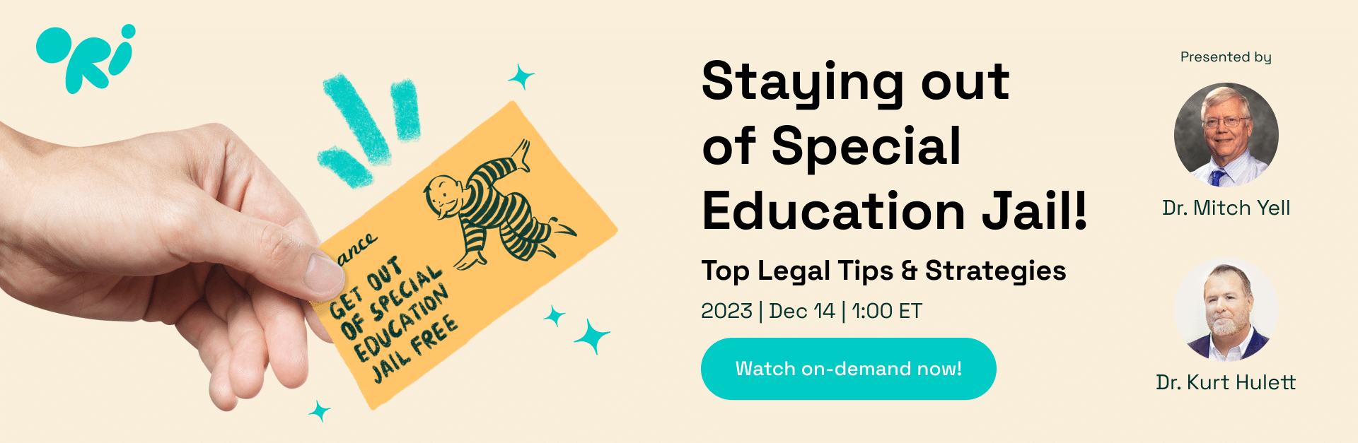 Staying out of special education jail webinar banner with headshots of Dr. Yell and Dr. Hulett