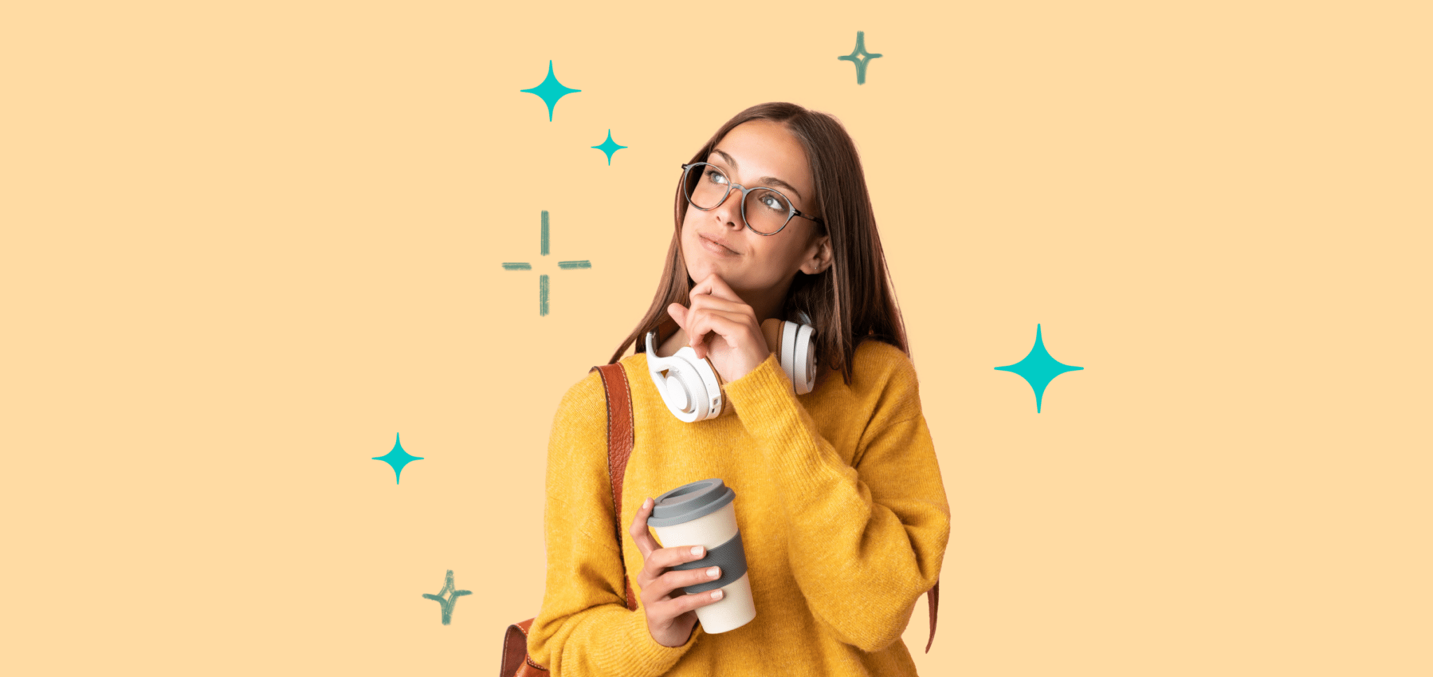 a girl on a yellow background