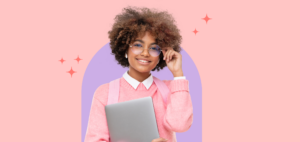 afro-american girl on a pink background