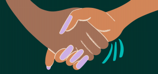 Building strong relationships visualized with one hand shaking another.